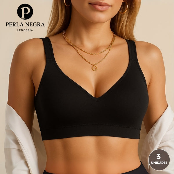 PROMO 3X1 | Corpiño Segunda Piel Reforzado Bretel Ancho + Pack Bombachas de Regalo