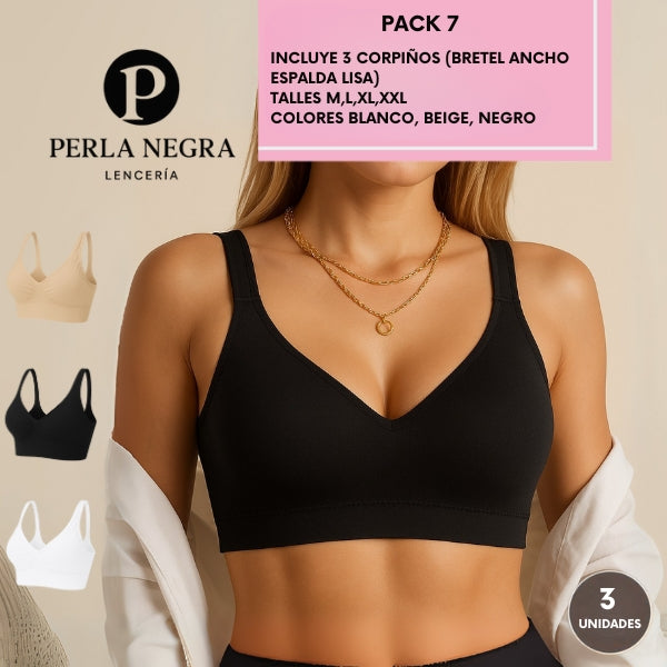 PROMO 3X1 | Corpiño Segunda Piel Reforzado Bretel Ancho + Pack Bombachas de Regalo