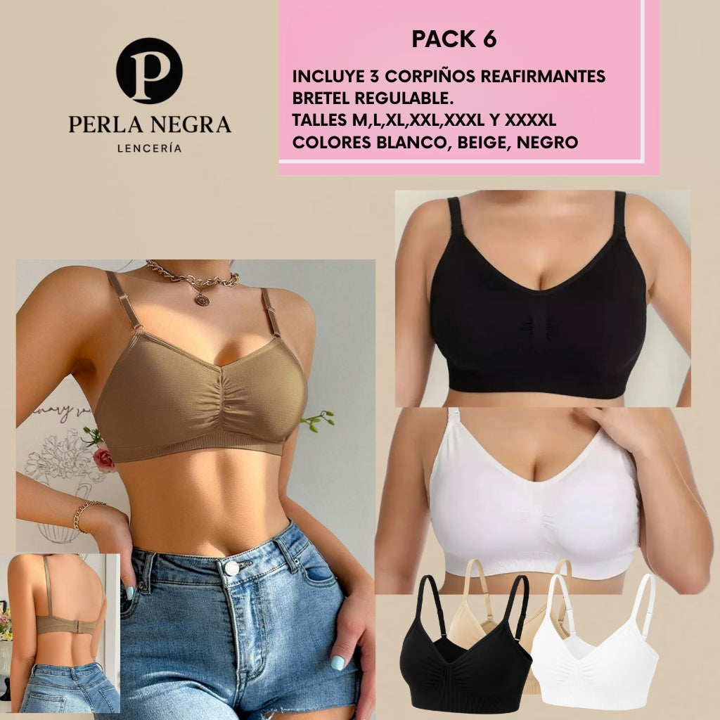 PROMO 3X1 | Corpiño Segunda Piel Reforzado + Pack Bombachas de Regalo